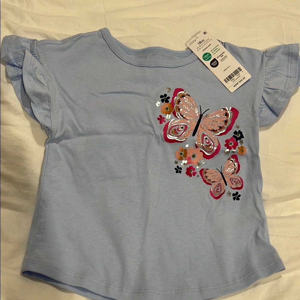 Blue Butterfly Kids Top